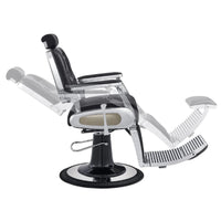 Thumbnail for Titan Hydraulic Barber Chair Black Variant Side View Demonstrating Swing Adjustment On White Background