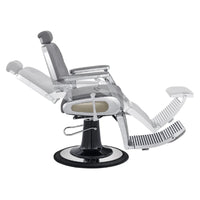 Thumbnail for Titan Hydraulic Barber Chair Gray Variant Side View Demonstrating Swing Adjustment On White Background