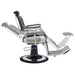 Titan Hydraulic Barber Chair Vintage Black Variant Side View Demonstrating Swing Adjustment On White Background