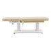 Tranquility 4-Motors Electric Medical Spa Treatment Table Beige Variant Side View Fully Reclined On White Background
