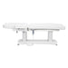 Tranquility 4-Motors Electric Medical Spa Treatment Table White Variant Side View Fully Reclined On White Background