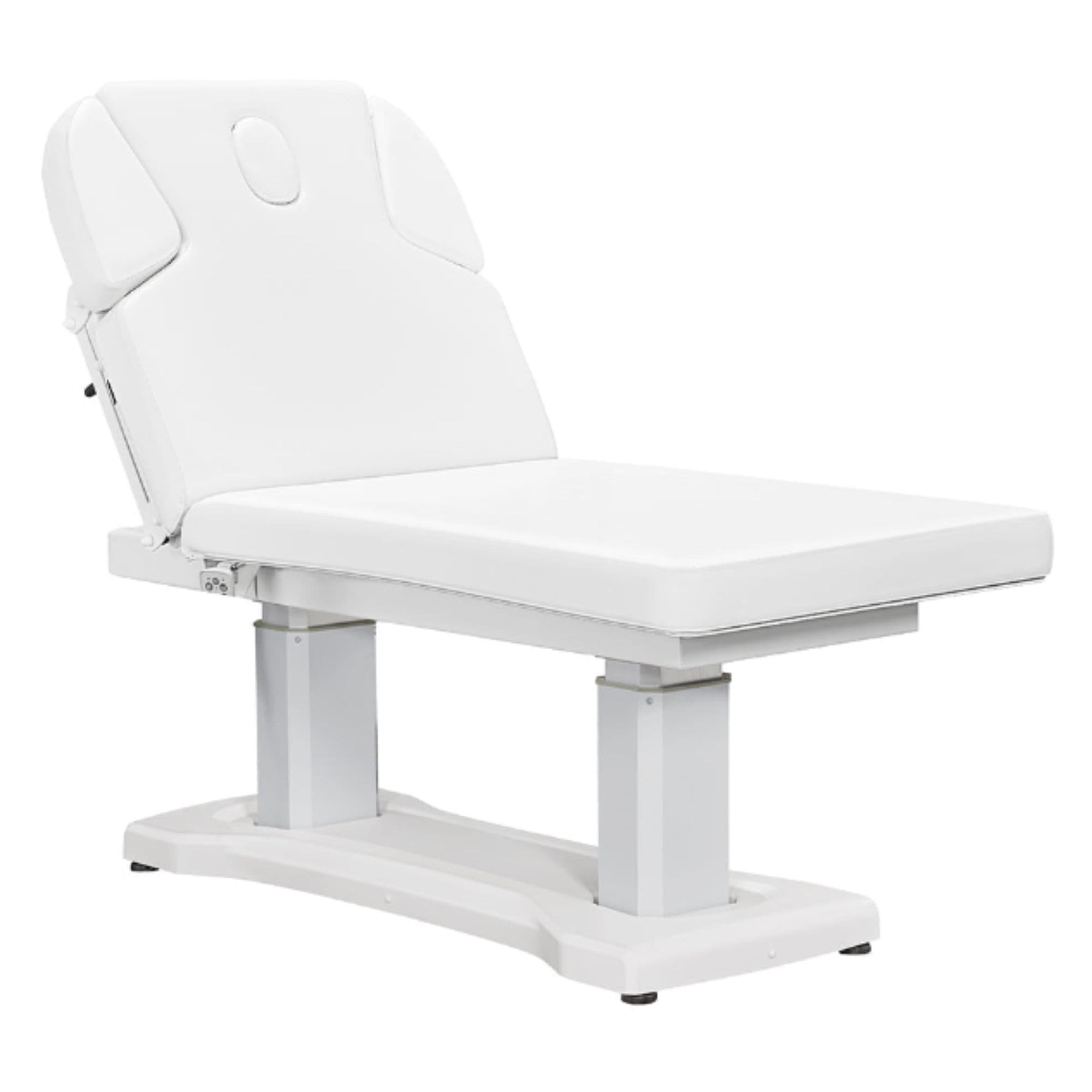 Tranquility 4-Motors Electric Medical Spa Treatment Table White Variant With Remote Control On White Background