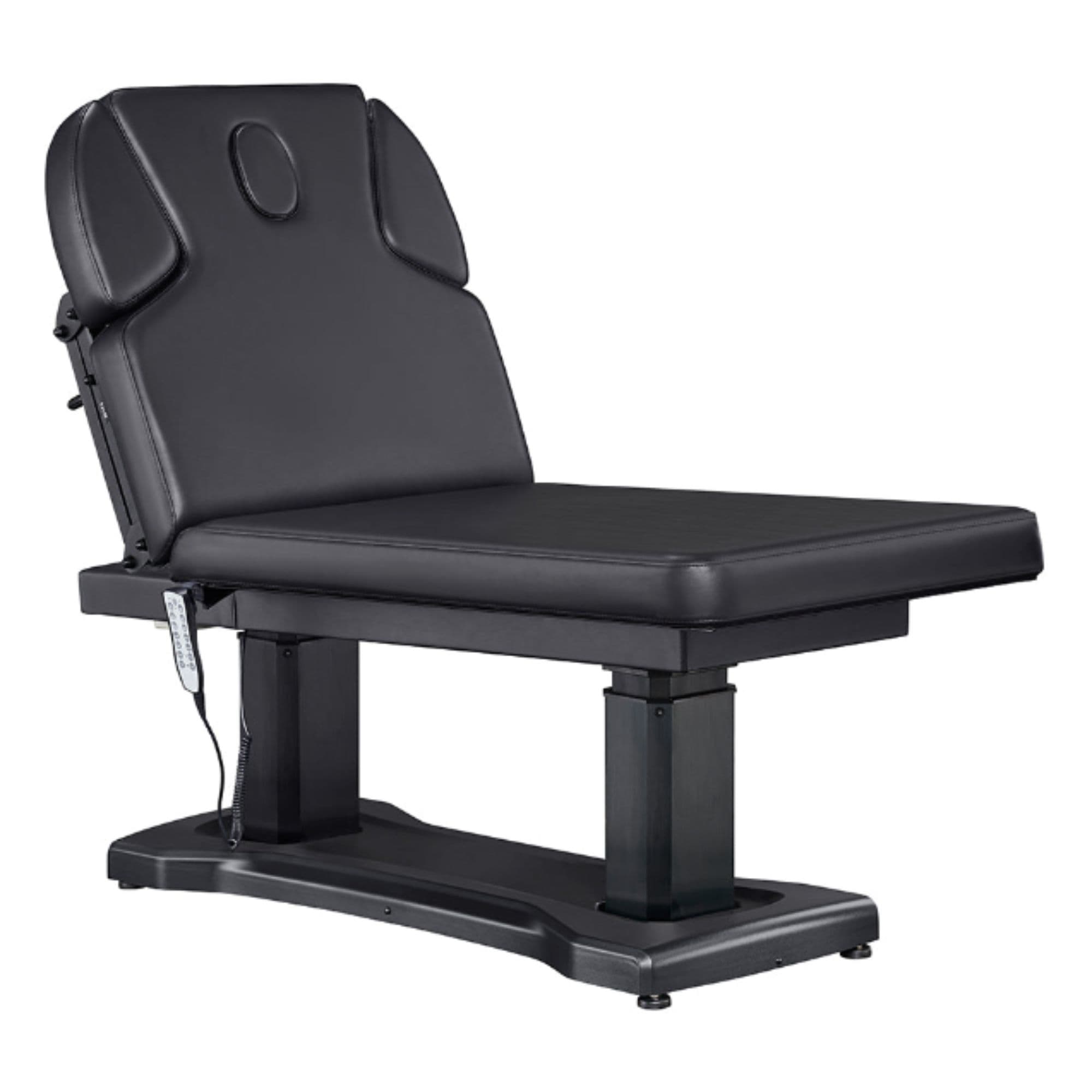 Tranquility Quad-Motor Medical Spa Treatment Table Black Variant With Remote Control On White Background
