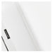 Tranquility Quad-Motor Medical Spa Treatment Table Close-Up View Of White Upholstery With Brand Name And Stitching On White Background