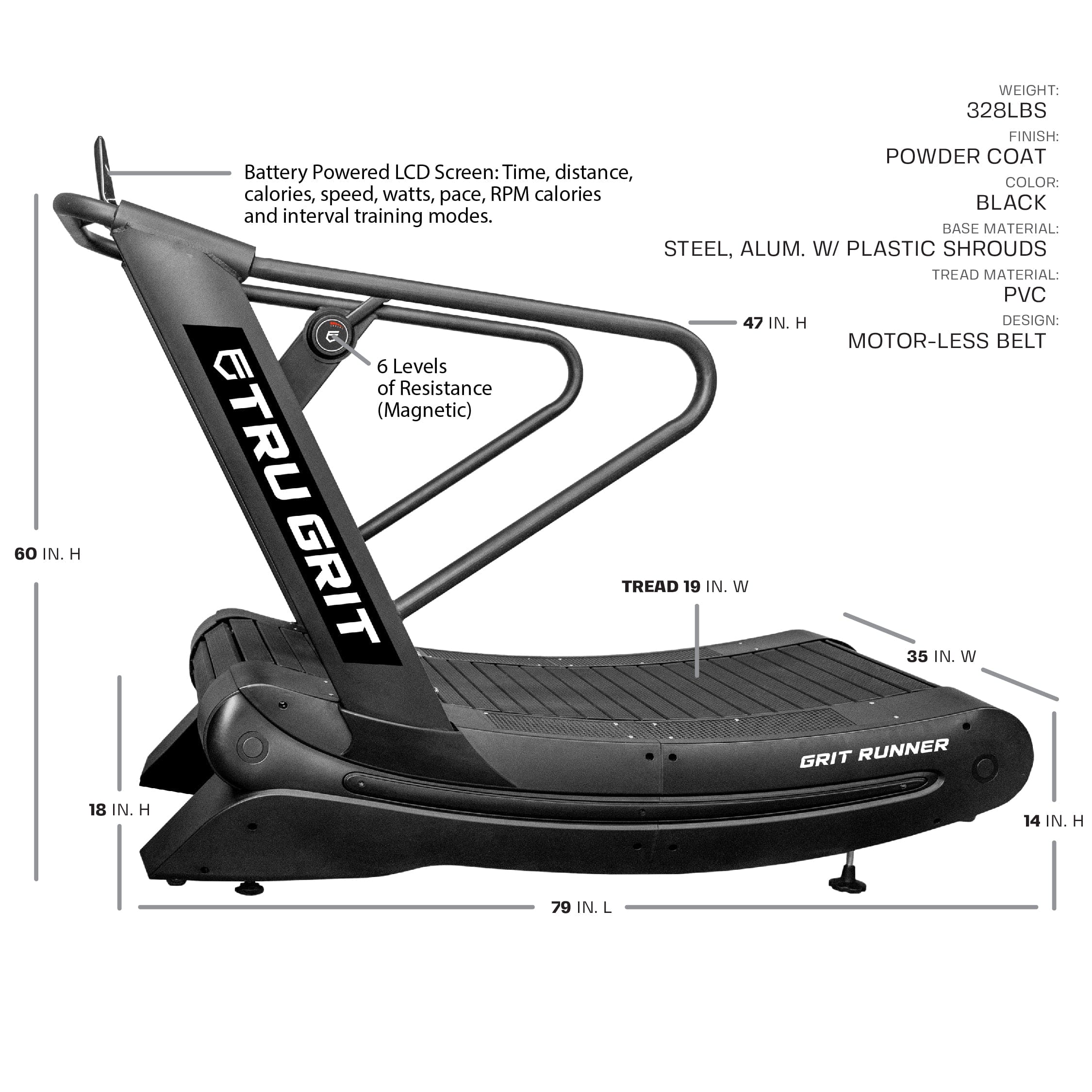 Tru Grit Fitness Grit Runner Treadmill
