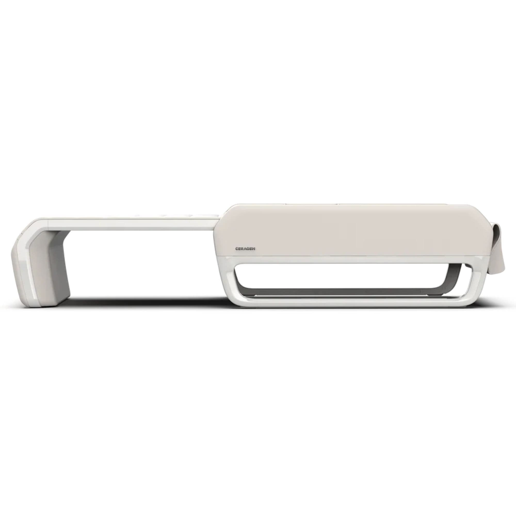V7 Therapeutic Massage Bed By Ceragem Side View Fully Extended Of Beige Variant On White