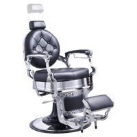 Thumbnail for Vanquish Barber Chair Black Variant Side View Demonstrating Pull Out Headrest Range On White Background