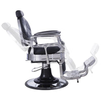 Thumbnail for Vanquish Barber Chair Black Variant Side View Demonstrating Swing Adjustment On White Background