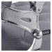 Vanquish Barber Chair Close-Up View Of Decorative Frame Detail And Gray Upholstered Seat