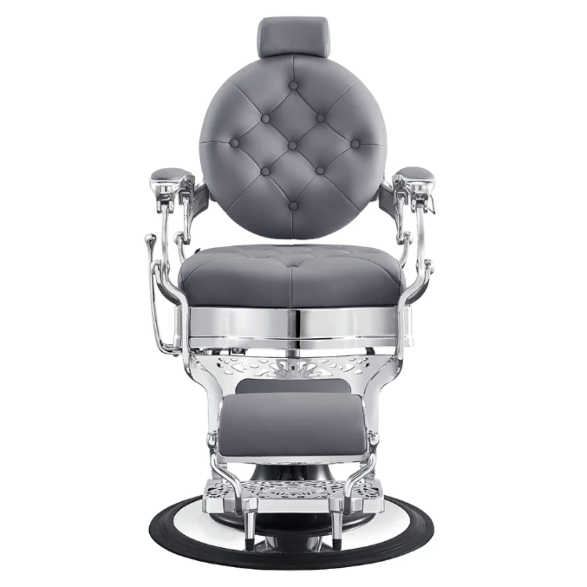 Vanquish Barber Chair Gray Variant Front View On White Background