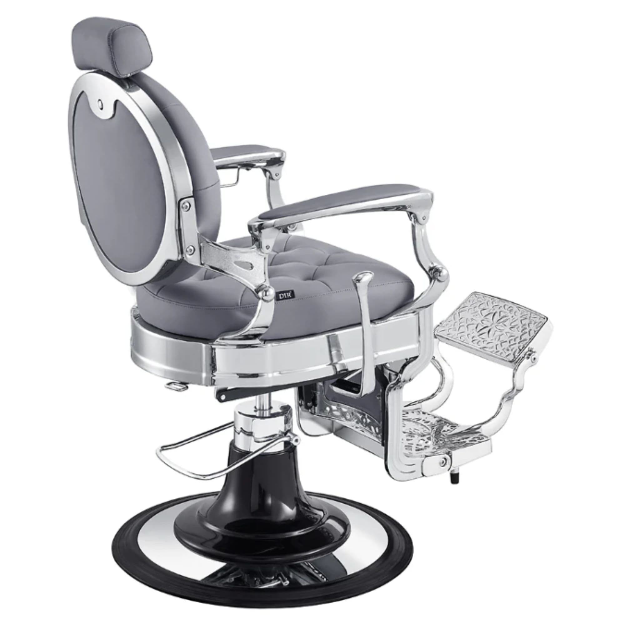 Vanquish Modern Hydraulic Barber Chair Gray Variant Rear View On White Background