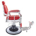 Vanquish Modern Hydraulic Barber Chair Red Variant Side View Demonstrating The Swing Range Of Foot Rest Extension On White Background