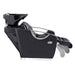Victoria Electric Shampoo Backwash Unit Black Side View With Black Single Shampoo Wash Station And Extended Leg Rest