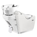Victoria Electric Shampoo Backwash Unit White Rear Angled View With Sink Assembly