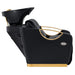 Victoria Gold Electric Shampoo Chair Black Side View Of Black Single Shampoo Wash Station With Clean White Background