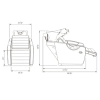 Thumbnail for Victoria Gold Electric Shampoo Chair Product Dimension Diagram 