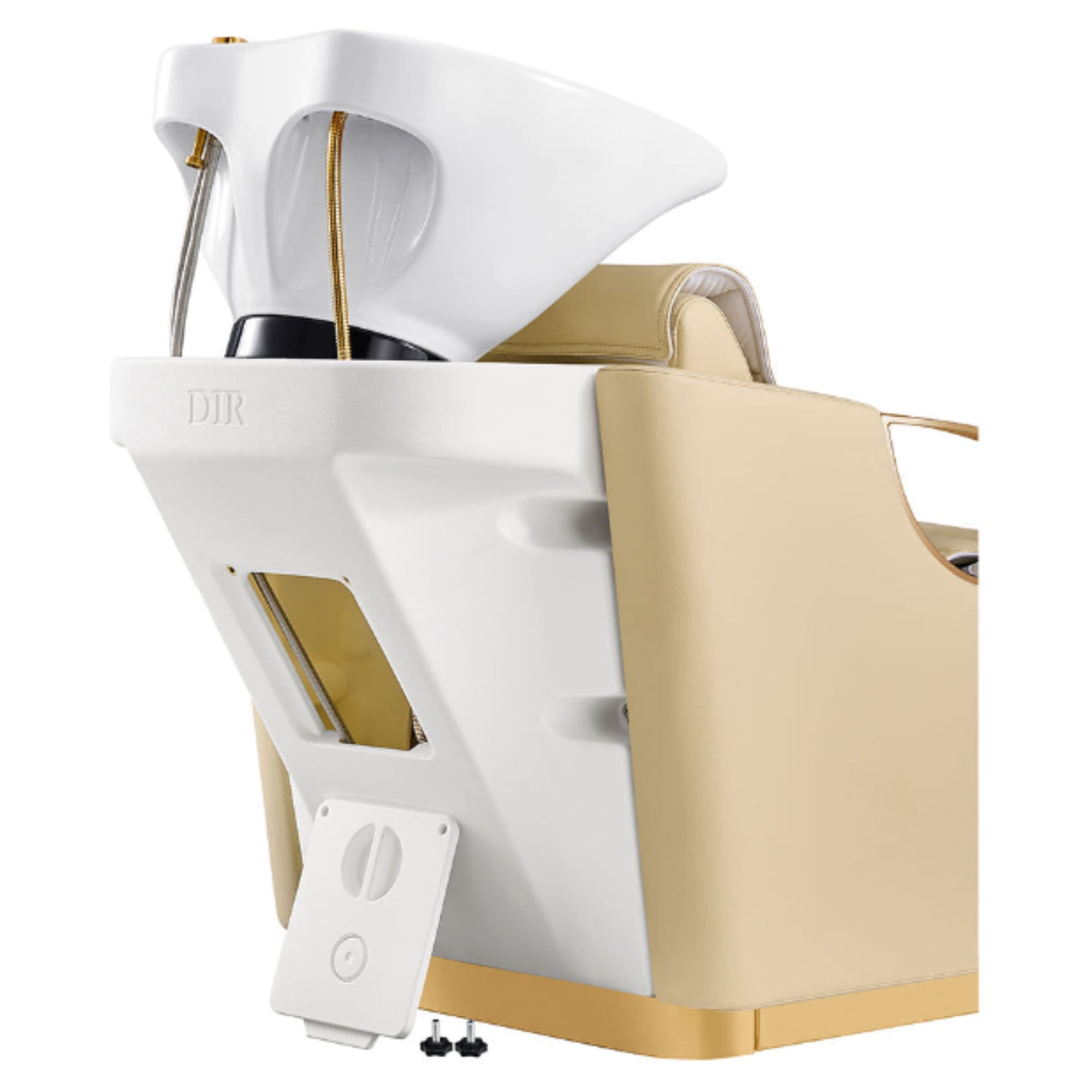 Victoria Gold Motorized Shampoo Chair Rear Angled View With Sink Assembly