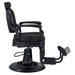Viking Classic Barber Chair Black Variant Side View Demonstrating The Swing Range Of Foot Rest Extension On White Background