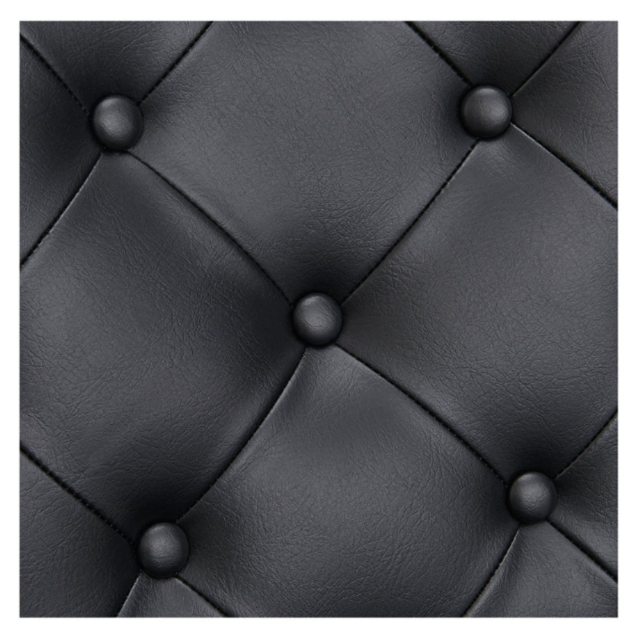 Viking Classic Barber Chair Close-Up View Of Diamond Tufted Black Upholstery Pattern
