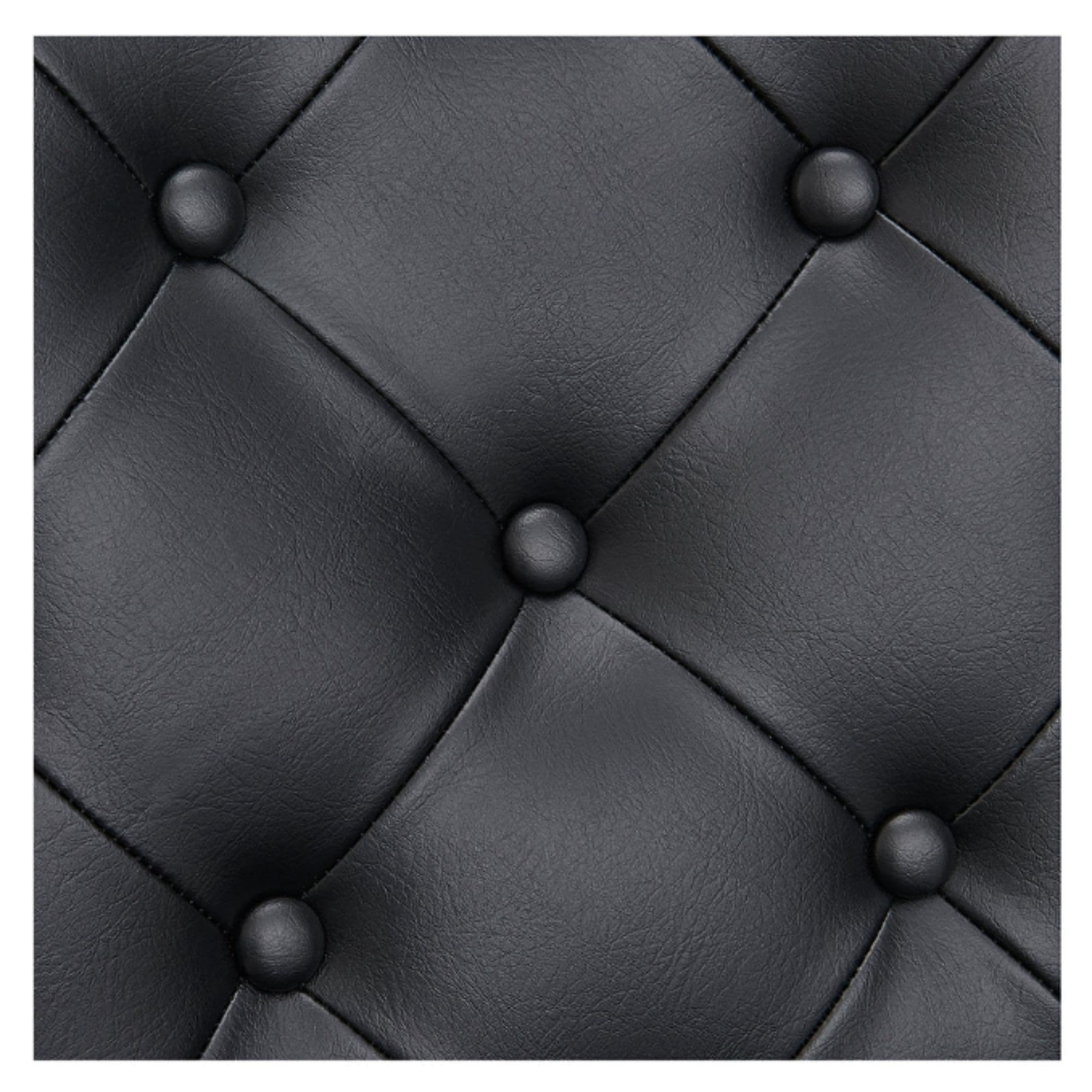 Viking Classic Barber Chair Close-Up View Of Diamond Tufted Black Upholstery Pattern