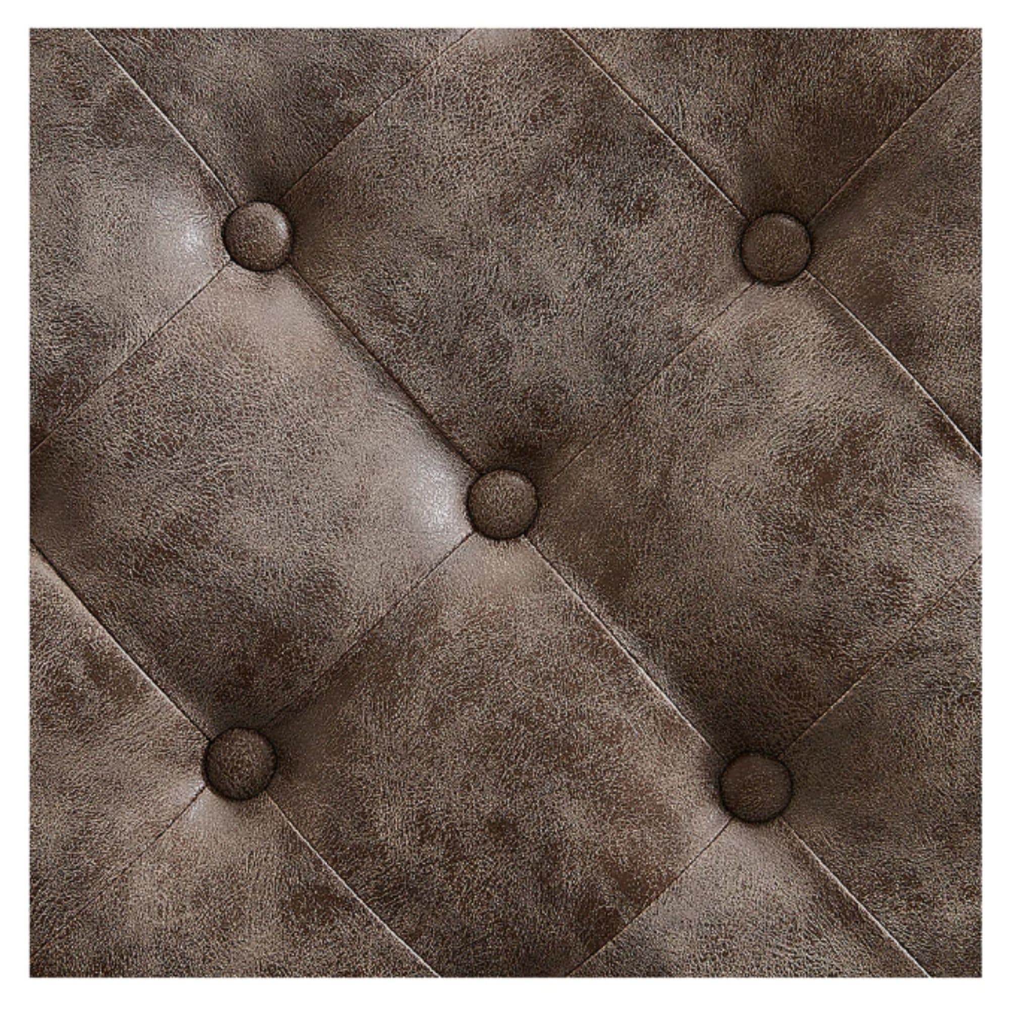 Viking Classic Barber Chair Close-Up View Of Diamond Tufted Vintage Brown Upholstery Pattern
