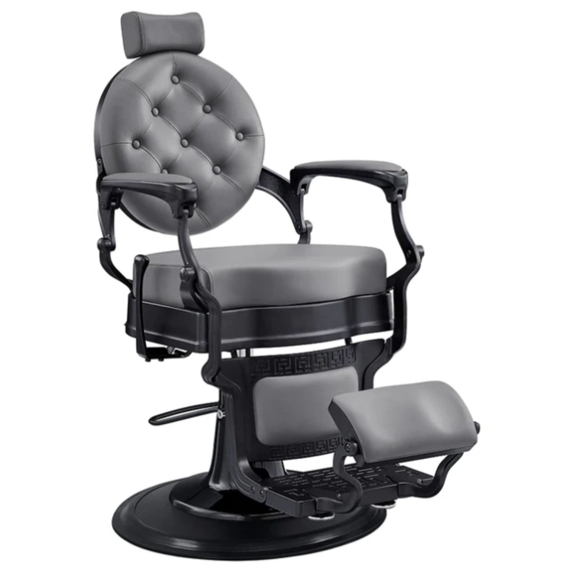 Viking Classic Barber Chair Gray Variant Front Angled View On White Background