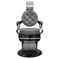 Thumbnail for Viking Classic Barber Chair Gray Variant Front View Demonstrating Pull Out Headrest Range On White Background