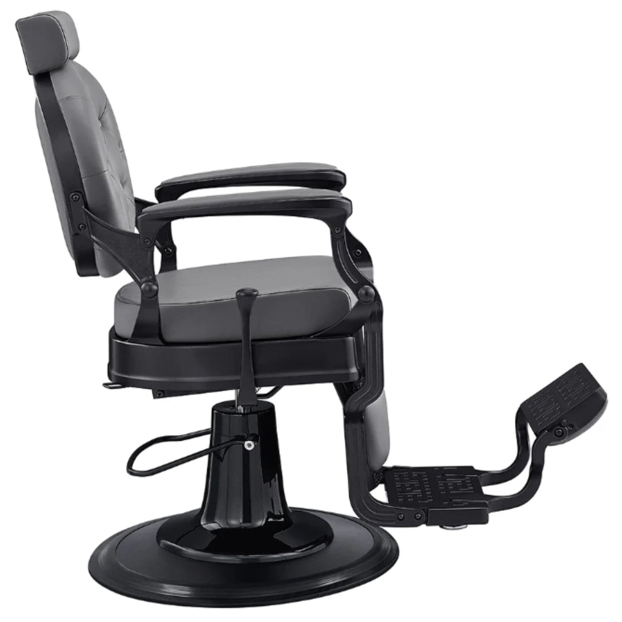 Viking Classic Barber Chair Gray Variant Side View On White Background