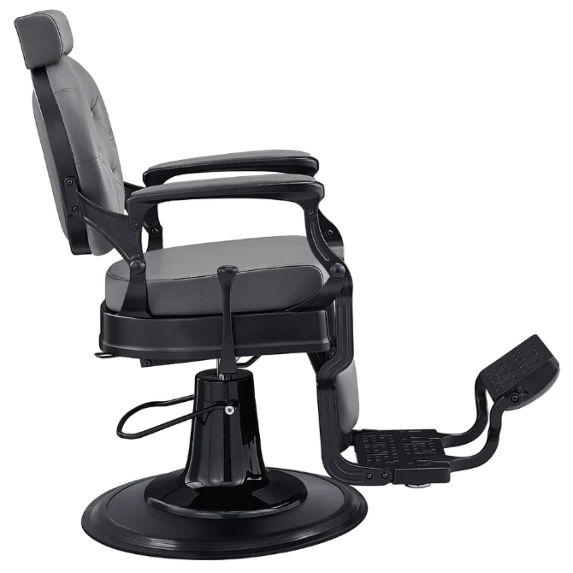Viking Classic Barber Chair Gray Variant Side View On White Background