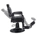 Viking Classic Barber Chair Vintage Black Variant Side View Demonstrating Swing Adjustment On White Background