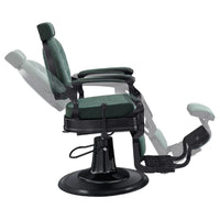 Thumbnail for Viking Classic Barber Chair Vintage Green Variant Side View Demonstrating Swing Adjustment On White Background