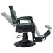 Viking Classic Barber Chair Vintage Green Variant Side View Demonstrating Swing Adjustment On White Background