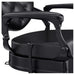 Viking Heavy Duty Classic Barber Chair Close-Up View Of Decorative Armrest Support And Black Upholstered Seat