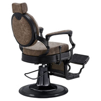 Thumbnail for Viking Heavy Duty Classic Barber Chair Vintage Brown Variant Rear Angled View On White Background