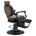 Viking Heavy Duty Classic Barber Chair Vintage Brown Variant Rear Angled View On White Background