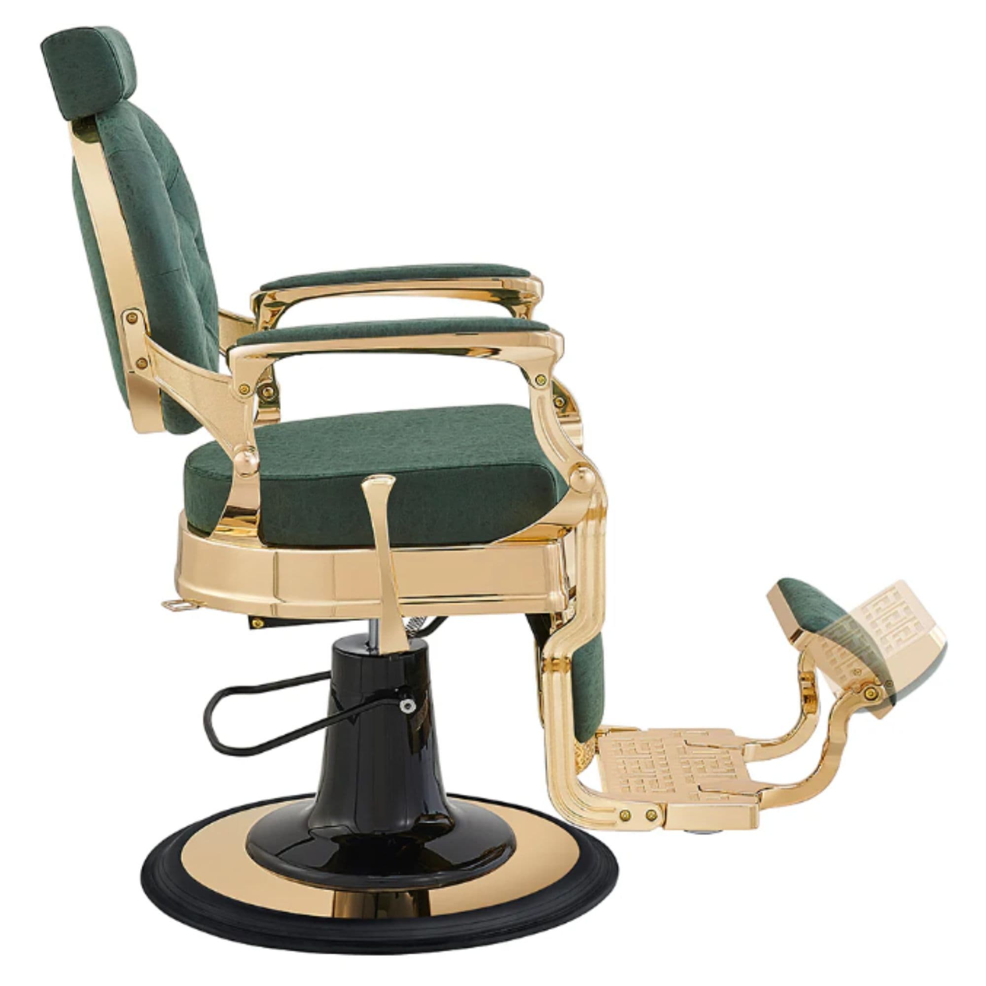 Vintage Green Variant Side View Demonstrating The Swing Range Of Foot Rest Extension On White Background