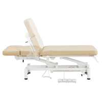 Thumbnail for VitalEarth 2-Motors Treatment Table and Wellness Therapy Bed Beige Color Side View With Foot Control And Head Section Adjustment Demo On White Background