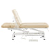 VitalEarth 2-Motors Treatment Table and Wellness Therapy Bed Beige Color Side View With Foot Control And Head Section Adjustment Demo On White Background