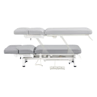 Thumbnail for VitalEarth 2-Motors Treatment Table and Wellness Therapy Bed Gray Color Side View And Fully Reclined Showing An Up And Down Adjustment With Foot Controls On White Background
