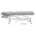 VitalEarth 2-Motors Treatment Table and Wellness Therapy Bed Gray Color Side View And Fully Reclined With Slightly Down Side Cushion Foot Control On White Background