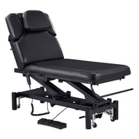 Thumbnail for VitalEarth Dual-Motor Wellness Treatment Bed Black Color Front Angled View With Face Cradle And Foot Controls On White Background