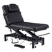 VitalEarth Dual-Motor Wellness Treatment Bed Black Color Front Angled View With Face Cradle And Foot Controls On White Background