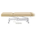 WellRelax 2-Motors Therapy Treatment Table with Tilting Cradle Pillow Beige Color Side View With Foot Control On White Background