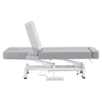 Thumbnail for WellRelax 2-Motors Therapy Treatment Table with Tilting Cradle Pillow Gray Color Side View With Foot Control And Head Section Adjustment Demo On White Background