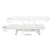 WellRelax 2-Motors Therapy Treatment Table with Tilting Cradle Pillow Side View And Fully Reclined Of White Color Showing An Up And Down Adjustment With Foot Control On White Background