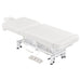 WellRelax 2-Motors Therapy Treatment Table with Tilting Cradle Pillow White Color Angled Top View Fully Reclined With Cradle And Foot Control On White Background