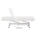 WellRelax 2-Motors Therapy Treatment Table with Tilting Cradle Pillow White Color Side View With Foot Control And Head Section Adjustment Demo On White Background
