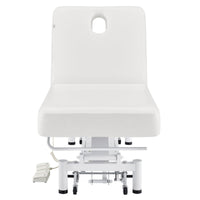 Thumbnail for WellRelax 2-Motors Therapy Treatment Table with Tilting Cradle Pillow White Front View With Foot Control And Face Hole On White Background