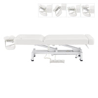 Thumbnail for WellRelax 2-Motors Therapy Treatment Table with Tilting Cradle Pillow White Side View Of Fully Reclined With Adjustable Face Cradle On White Background