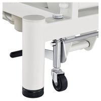 Thumbnail for WellRelax Dual-Motor Therapy Table with Tilting Pillow Close-Up View Of White Caster Wheel And Base Frame On White Background